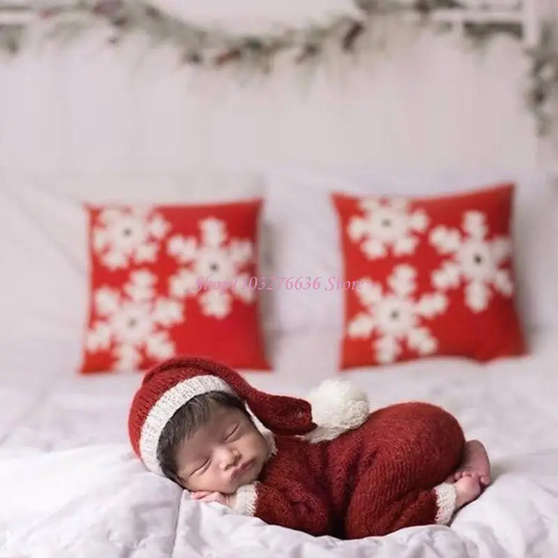 R6FD Set fotográfico navideño para recién nacidos con sombrero - imagen 2