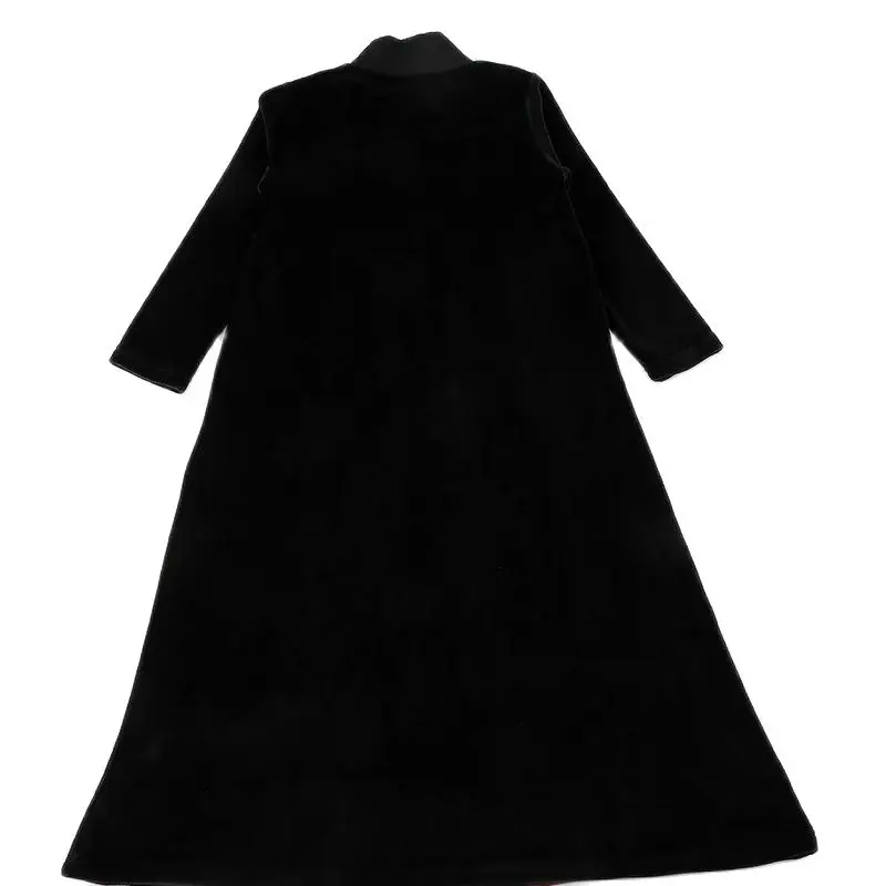 Vestido de terciopelo negro para niñas con manga larga y cuello alto - imagen 5