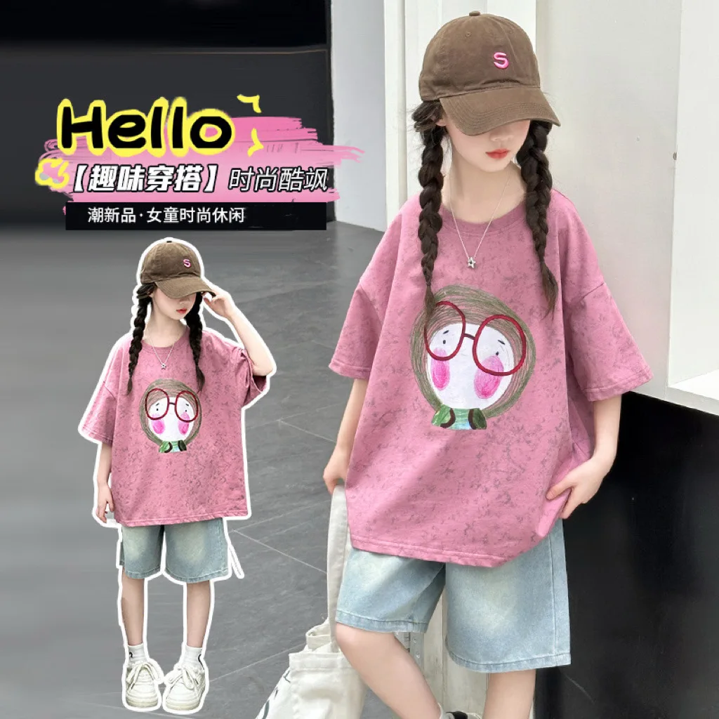 Camiseta de verano holgada para niña con estampado de dibujos - imagen 2