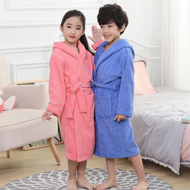 Albornoz de algodón con capucha para niños y niñas, rizo suave - imagen 3