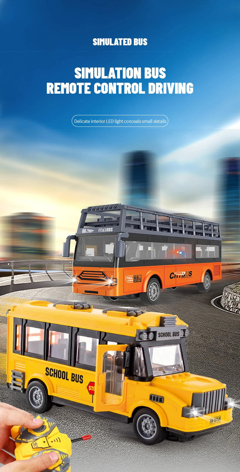 Autobús escolar RC doble Decker visto desde arriba