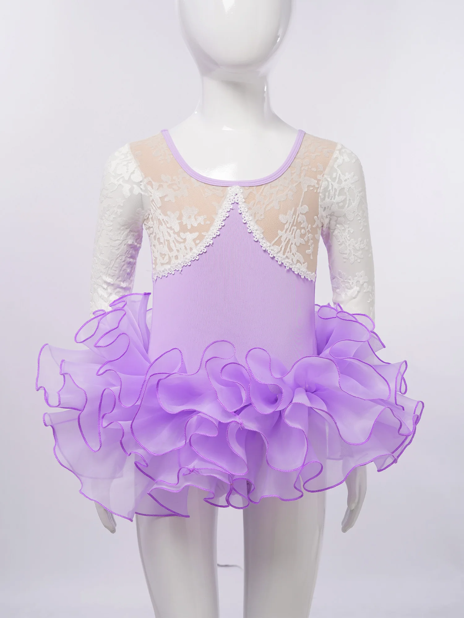 Leotardo de ballet para niña con falda encaje y manga larga - imagen 5