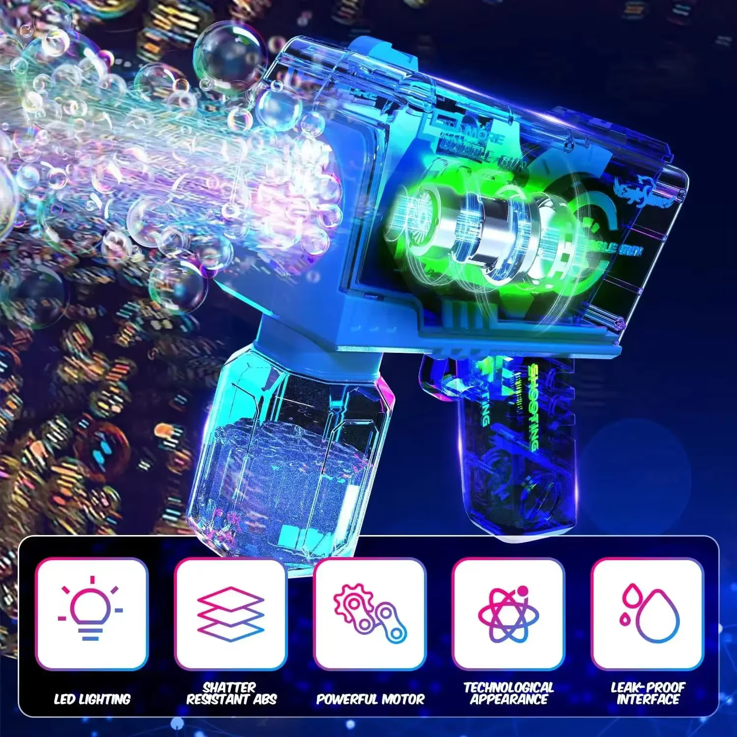 Máquina de burbujas automática para niños con luz fría y pulverizador - imagen 5