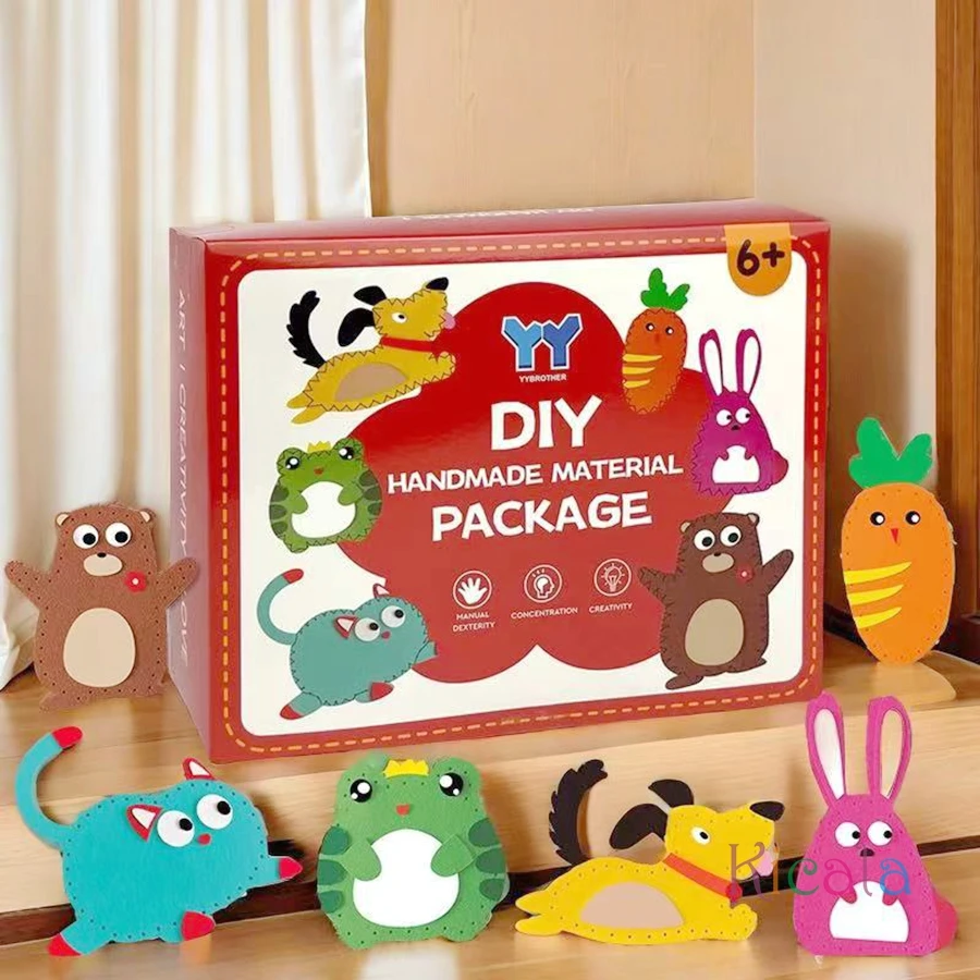 Kit de costura de fieltro de animales DIY para niñas