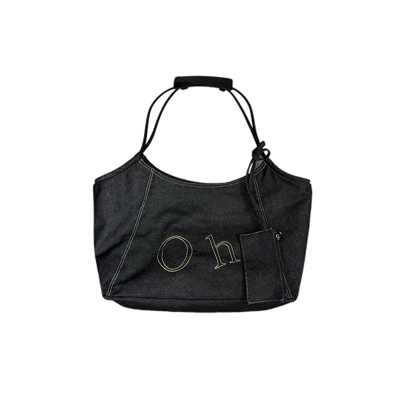Bolso bandolera vaquero retro con letras, gran capacidad - imagen 5