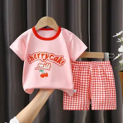 Conjunto de verano de algodón de manga corta para niños