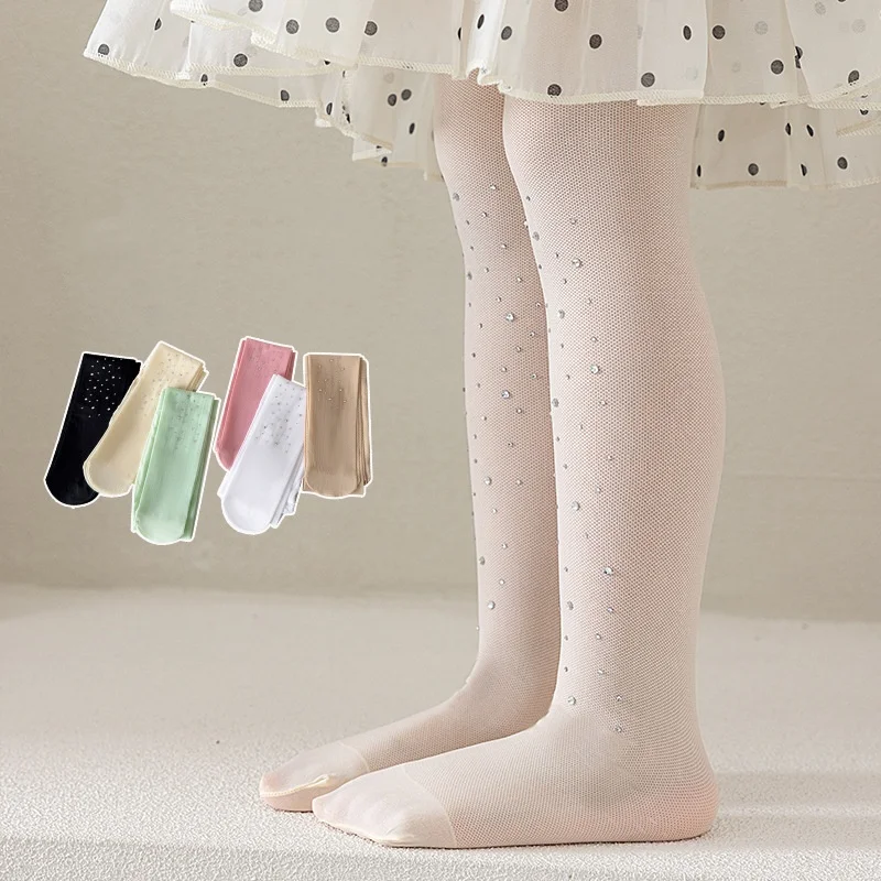 Mallas finas brillantes para niña, estilo princesa