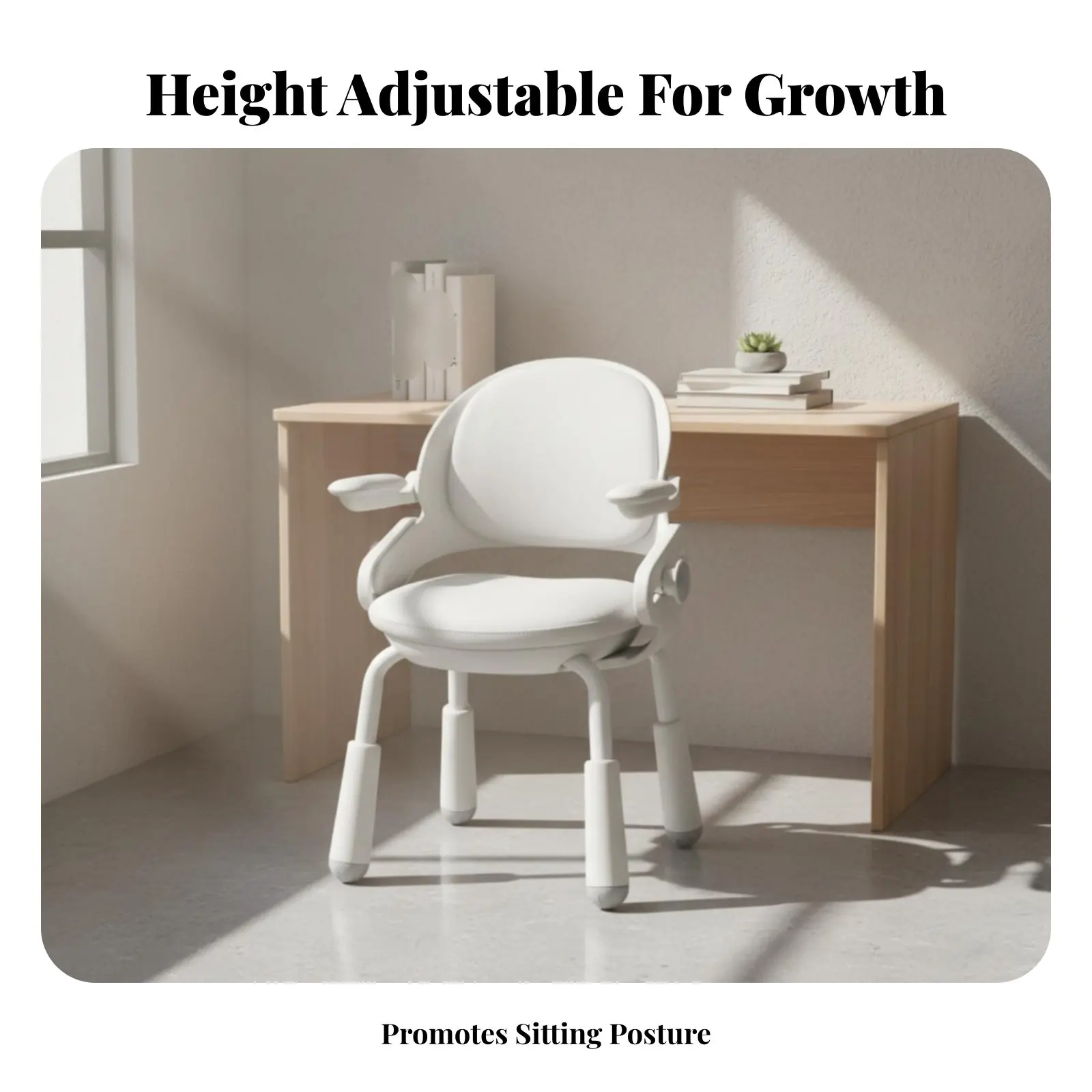 Silla de estudio infantil con soporte postural ergonómico ajustable