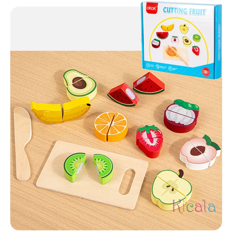 Juguete de cocina de madera Montessori con velcro para frutas - imagen 3
