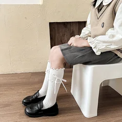 Calcetines altos rectos con lazo para niños de primavera, princesa