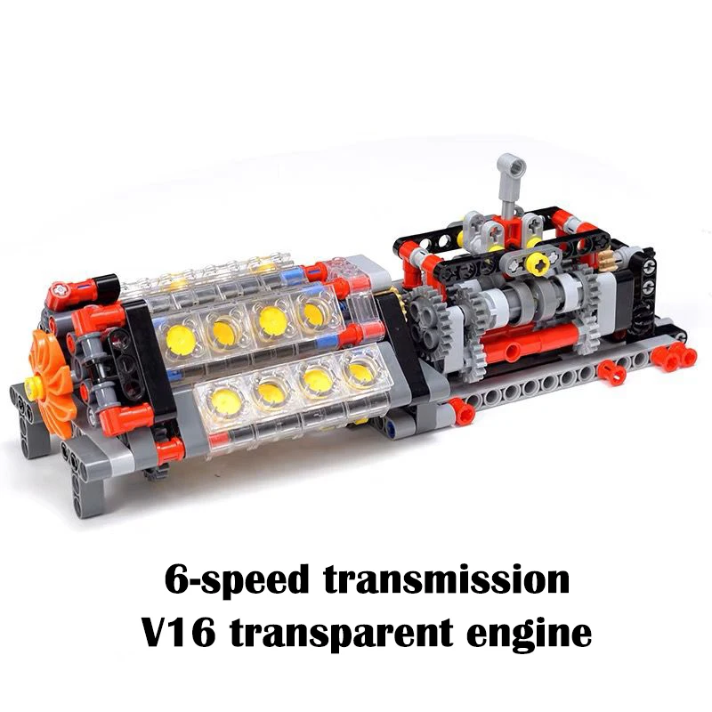 Motor de construcción transparente con 6 velocidades para niños