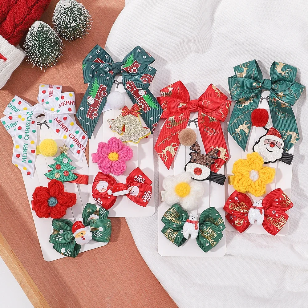 Pinzas para el pelo con lazo de alce navideño infantiles - imagen 2