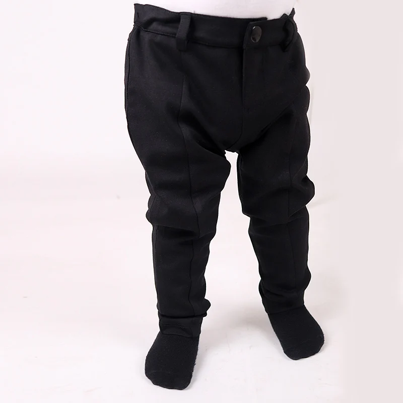 Pantalones largos negros para niños con cintura elástica y cremallera