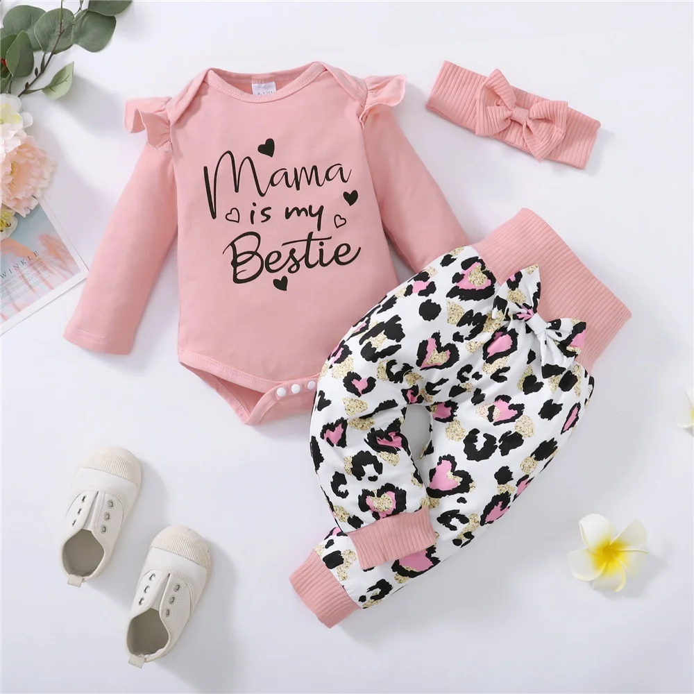 Pelele suave bebé recién nacido mamá y pantalón corazón otoño - imagen 2