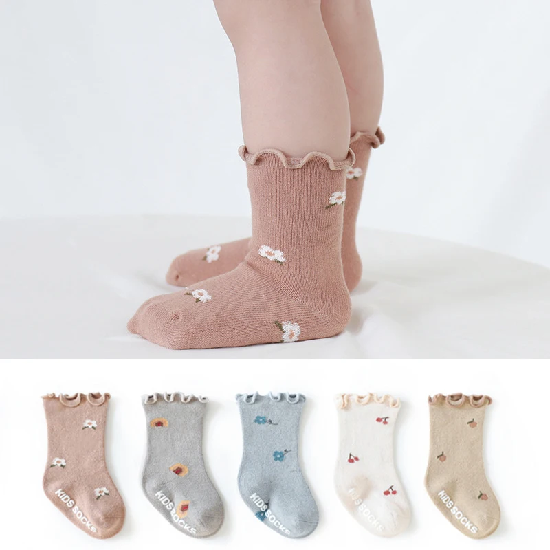 Calcetines antideslizantes con estampado floral para bebés