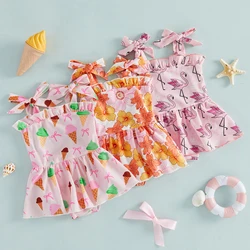 Traje de baño tirantes niña sin mangas estampado con lazo