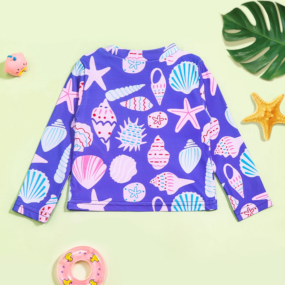 Traje de baño rayas para niña manga larga con detalle concha - imagen 5