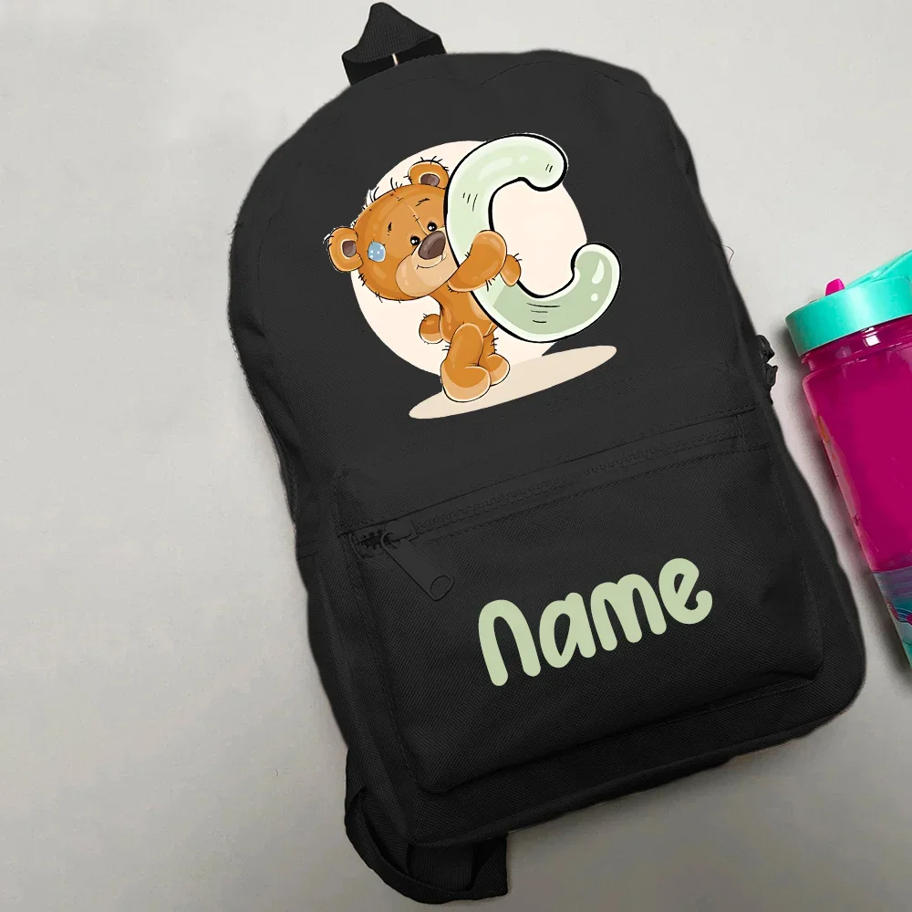 Mochila escolar personalizada para niños pequeños con oso y nombre - imagen 4