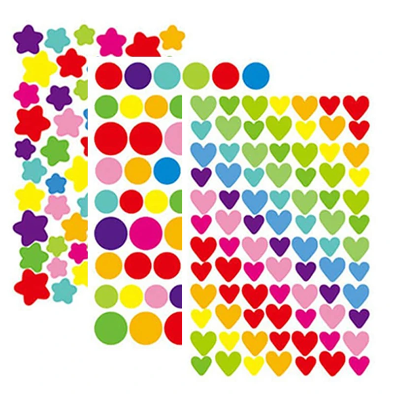 Pegatinas para niños de papel puntos corazones estrellas – Decoración - imagen 3