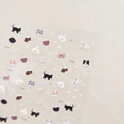 Adhesivos decorativos 3D con gato lazo y lunares para uñas y móviles