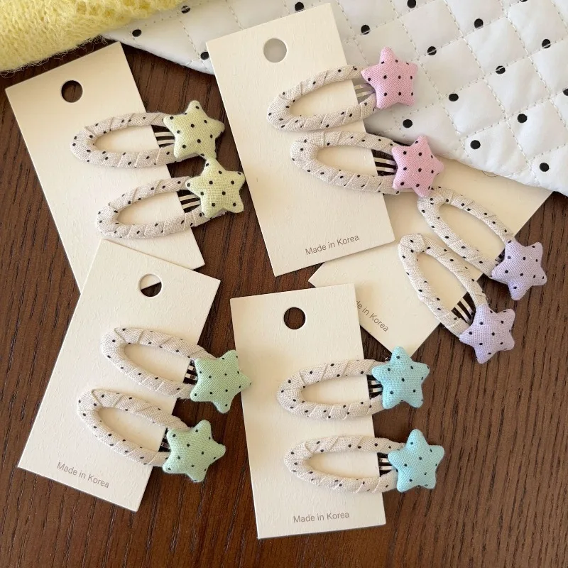 Pinzas de pelo para niña con estrellas de tela y cierre automático - imagen 3