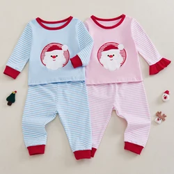 BeQeuewll conjunto navideño para bebé: sudadera y pantalón a rayas