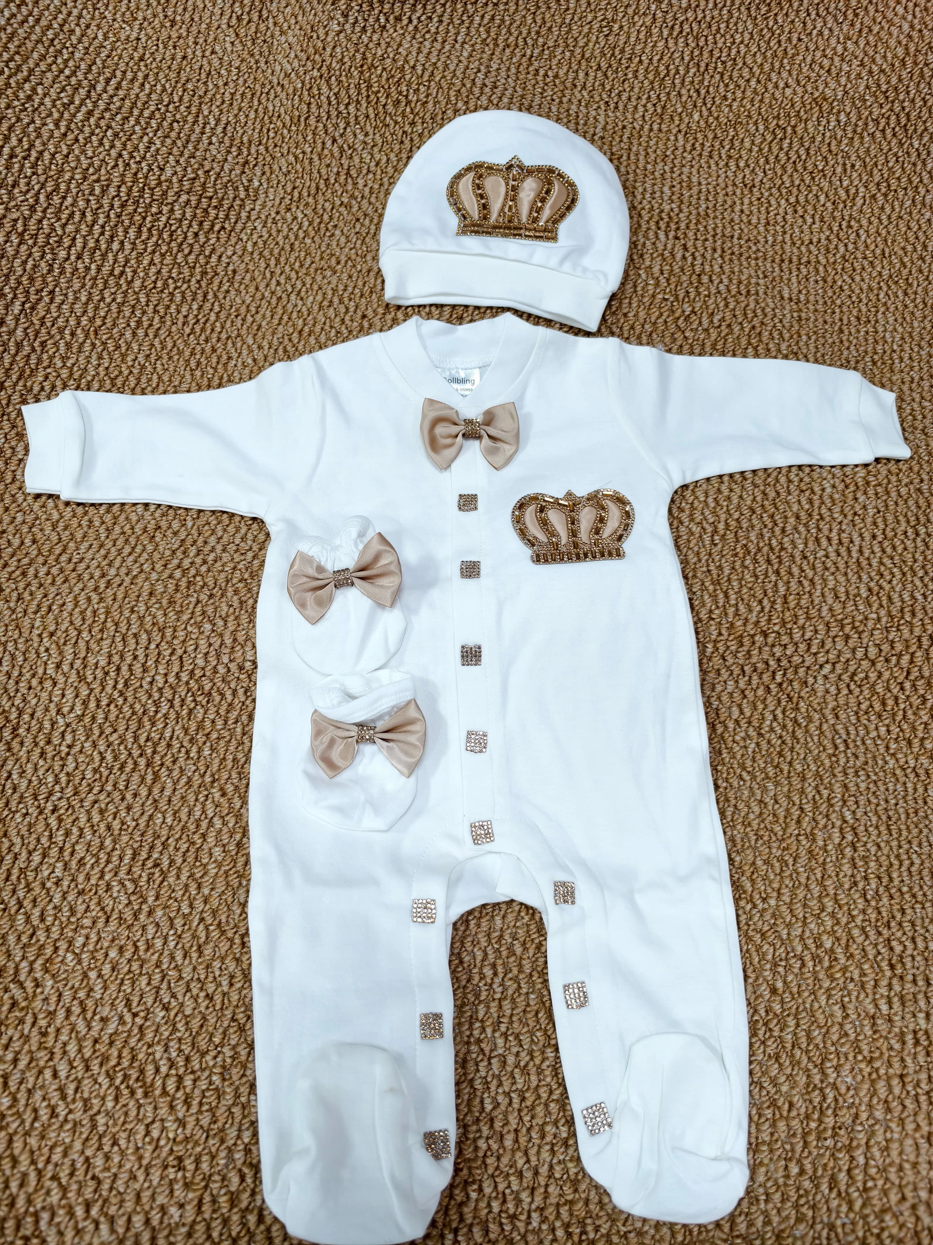 Conjunto de bebé con pelele manga larga y corona de regalo - imagen 5