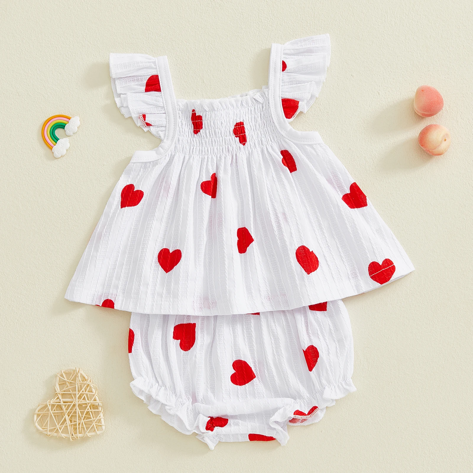 Tregren conjunto de verano para bebé con corazones y volantes - imagen 2