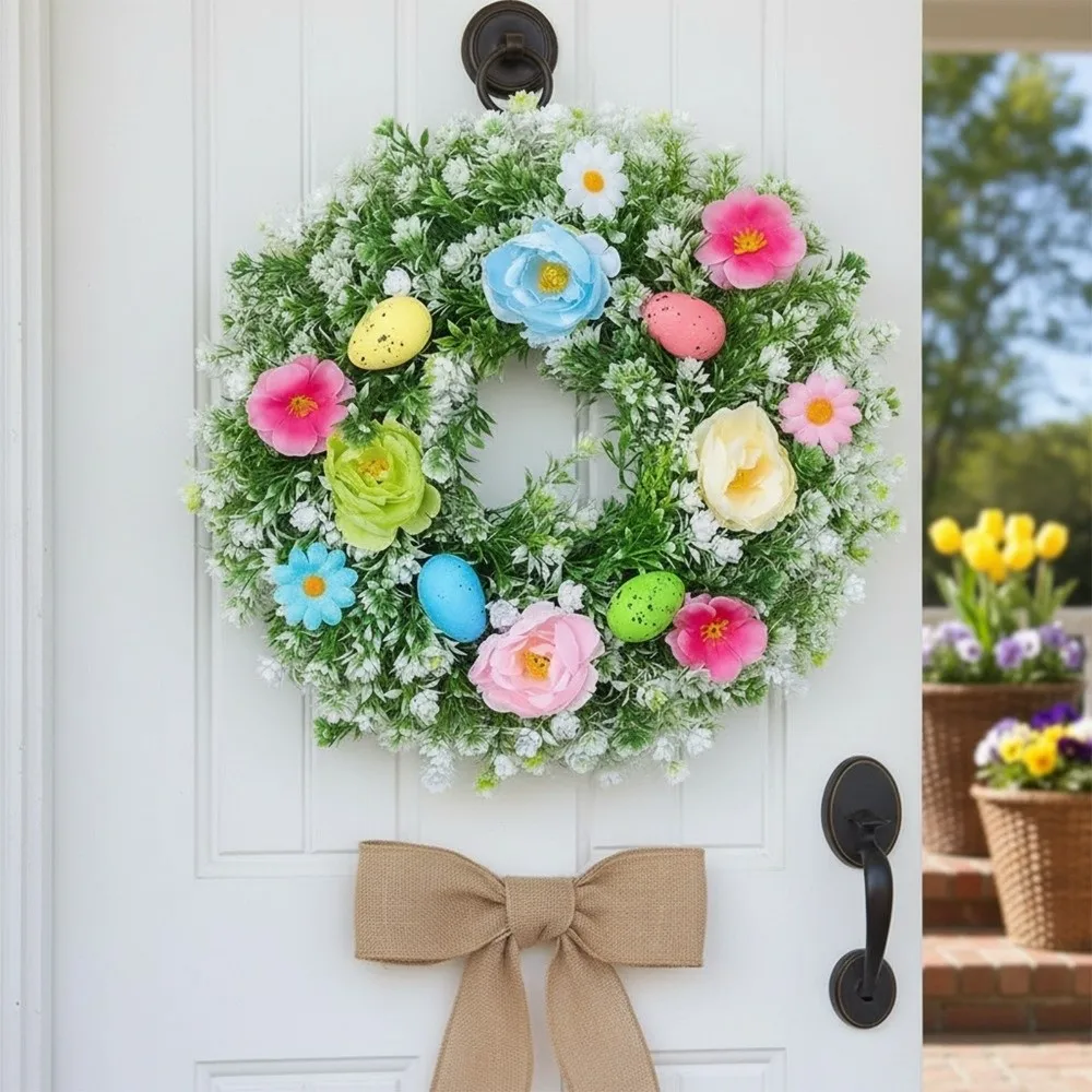 Guirnalda de Pascua floral realista primavera para puerta - imagen 4