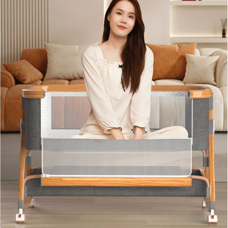 Cuna de bebé en madera con ruedas silenciosas y altura ajustable - imagen 4