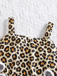 Traje de baño niña estampado leopardo recortado para surf
