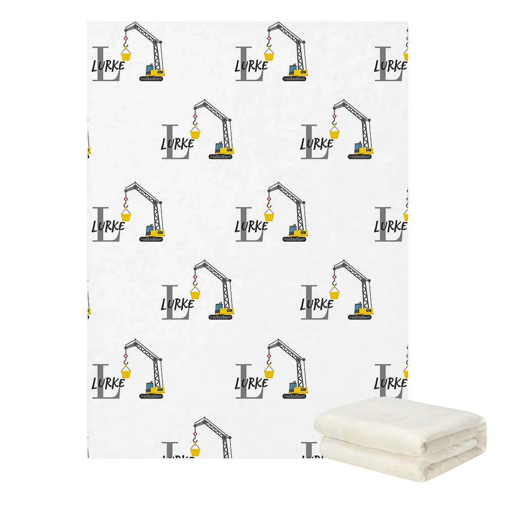 LVYZIHO Juego de sábanas cuna grúa construcción nombre personalizado - imagen 4