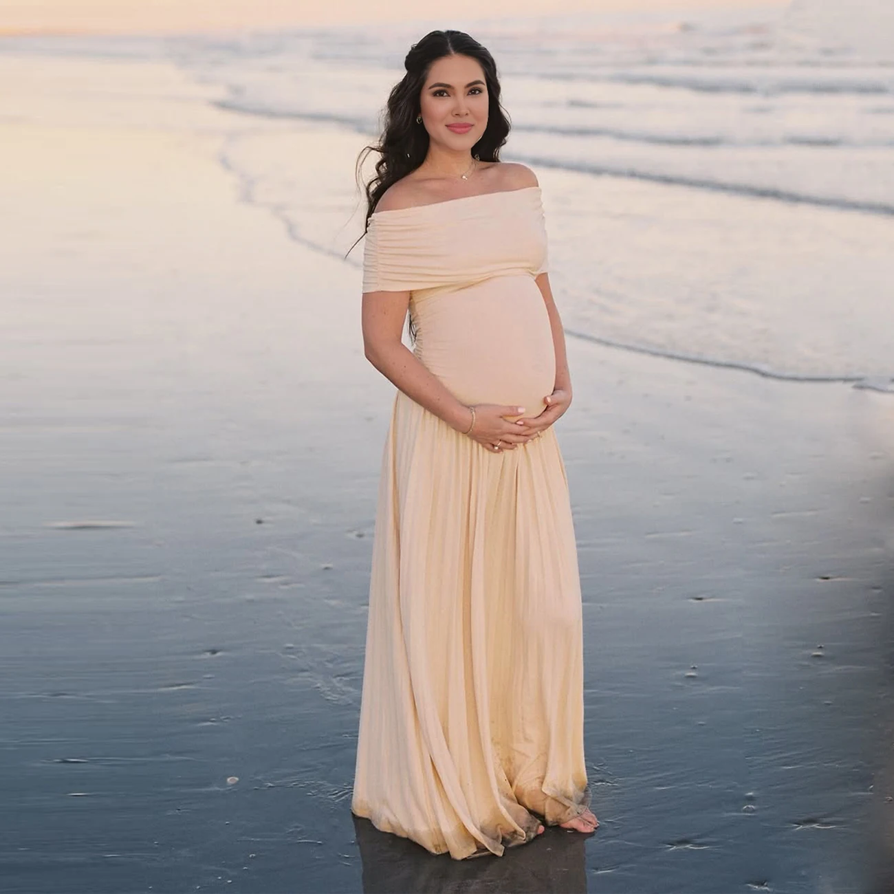 Vestido largo de verano para maternidad con espalda descubierta