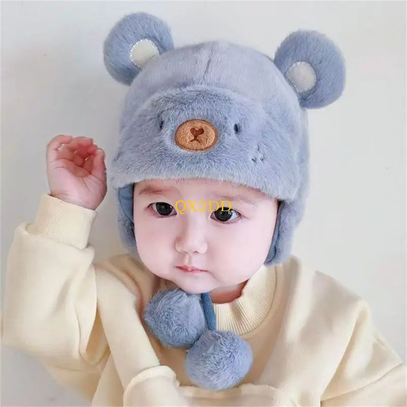 QX2D Gorro de invierno con orejeras de felpa para bebé unisex - imagen 3