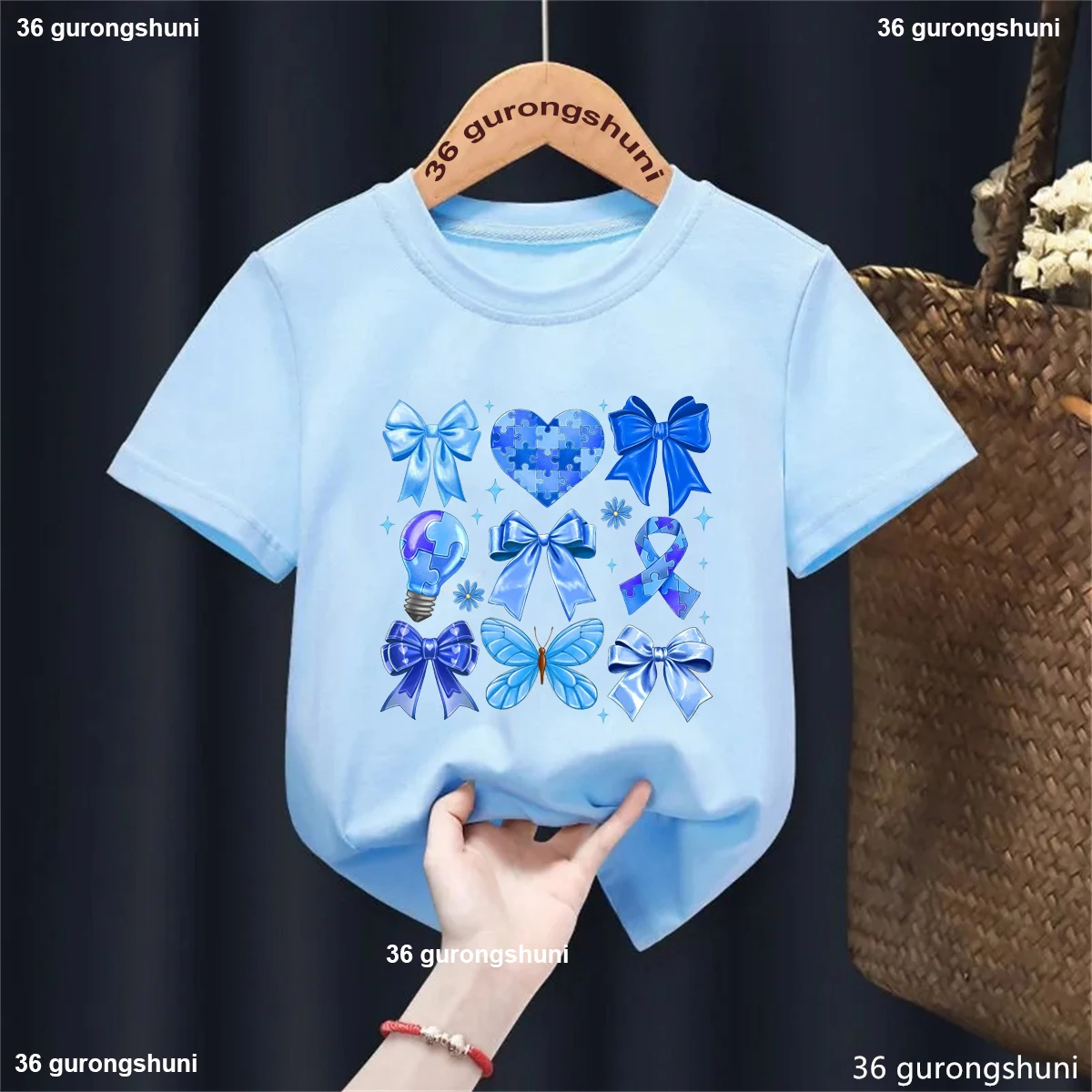 Camiseta azul manga corta concienciación autismo primavera verano - imagen 4