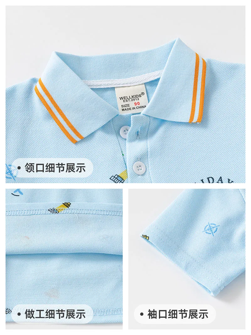 Camiseta polo infantil de verano estilo coreano con dibujos animados - imagen 3