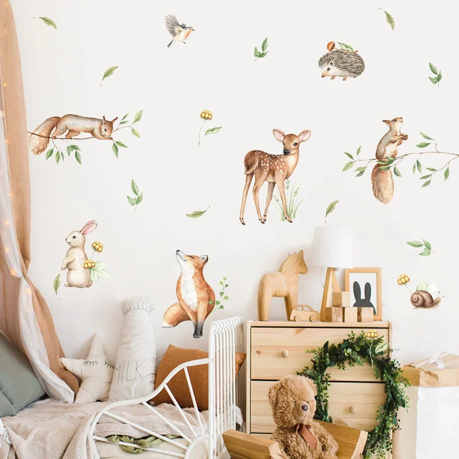 Pegatinas infantiles de animales acuarela removibles para pared - imagen 4