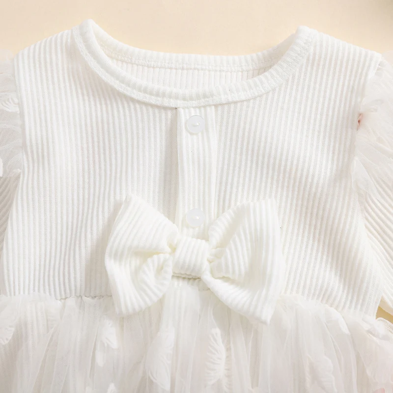 Pelele de otoño para niña con tul y bordado de mariposa - imagen 5