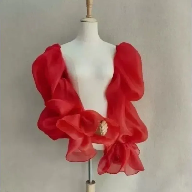 Mangas bohemias de burbujas con velo en brazo desmontable para boda - imagen 3