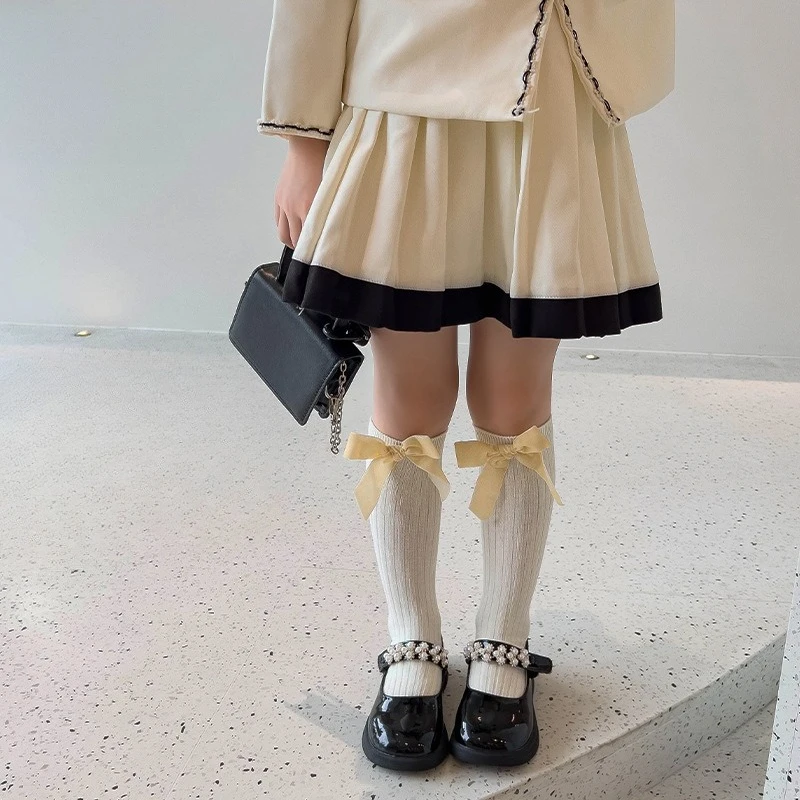 Calcetines largos de terciopelo con lazo estilo ballet princesa - imagen 5