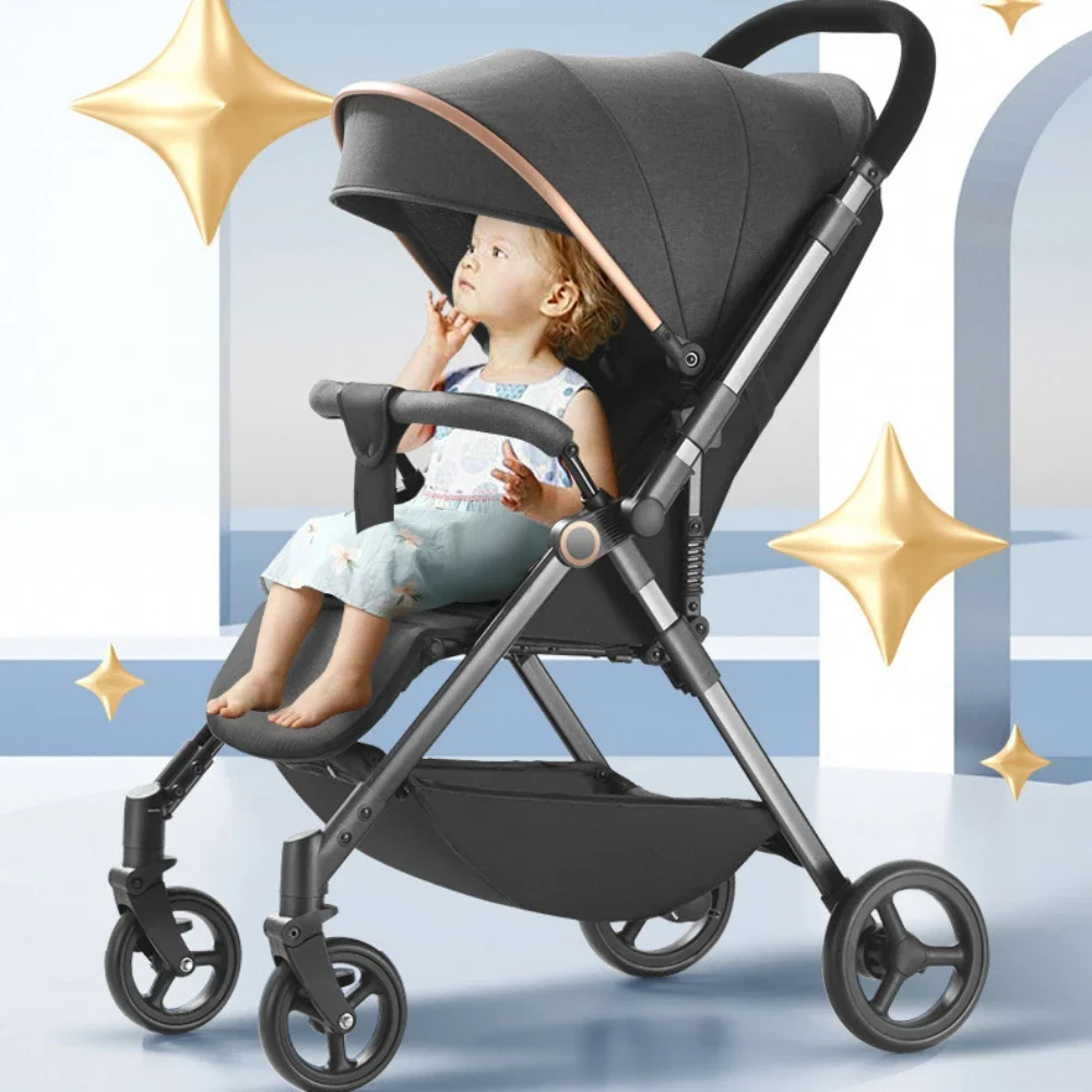 Cochecito de bebé plegable ultraligero con suspensión 4 ruedas bidireccional - imagen 4