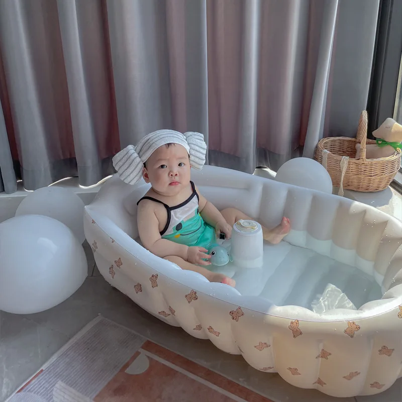 Bañera inflable portátil para bebés con base antideslizante - imagen 3