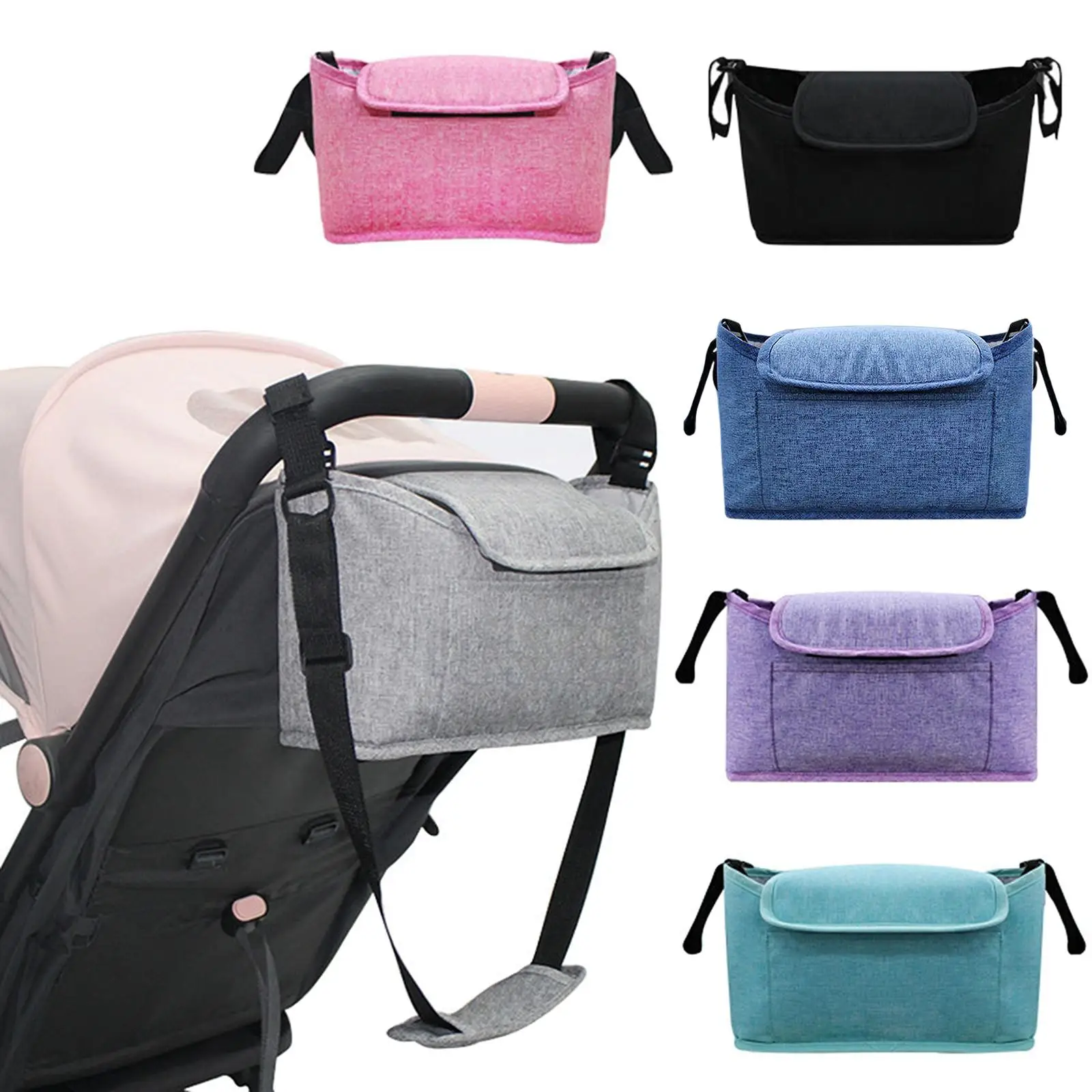 Bolsa organizadora desmontable cochecito–Portavasos y correa ajustable - imagen 3