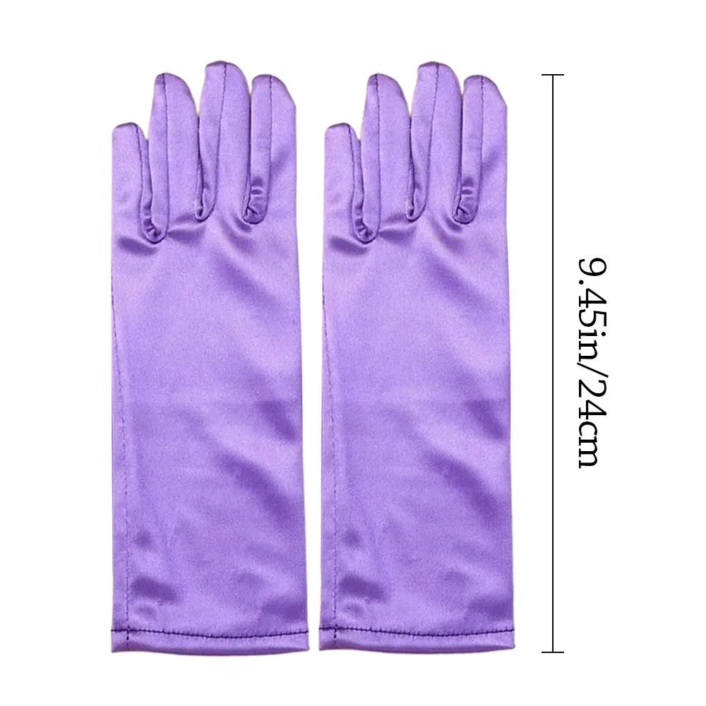 Guantes de satén para niños en color sólido