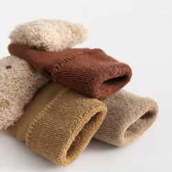 Calcetines antideslizantes para bebé de algodón grueso con oso