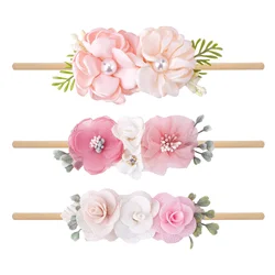 Diadema elástica con flores estilo princesa para niña