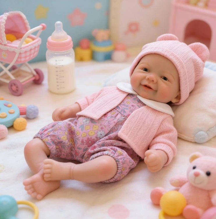 Muñeca Reborn Vivienne de silicona con boca abrible - imagen 4