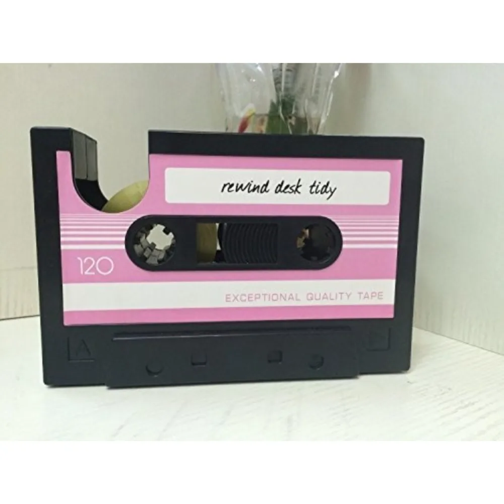 Organizador de escritorio vintage con portalápices estilo casete