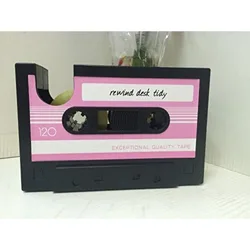 Organizador de escritorio vintage con portalápices estilo casete