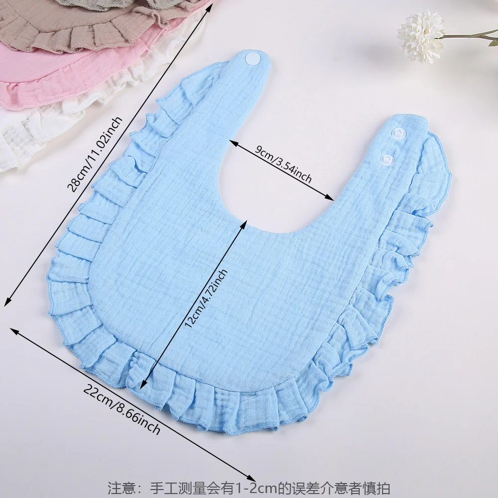 Babero para bebé de muselina algodón con broche ajustable y volantes - imagen 5